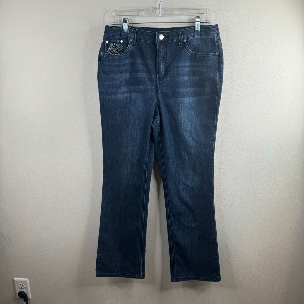 Christopher & Banks Womens Jeans‎ Size 10 Embroidered Floral High Rise Denim